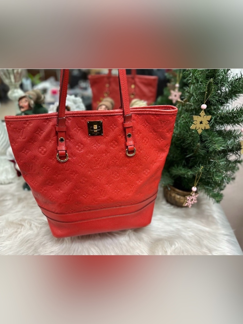 ❤️Authentic LOUIS VUITTON AH1142 Citadine PM Monogram Empreinte Tote Bag Red - Picture 14 of 16